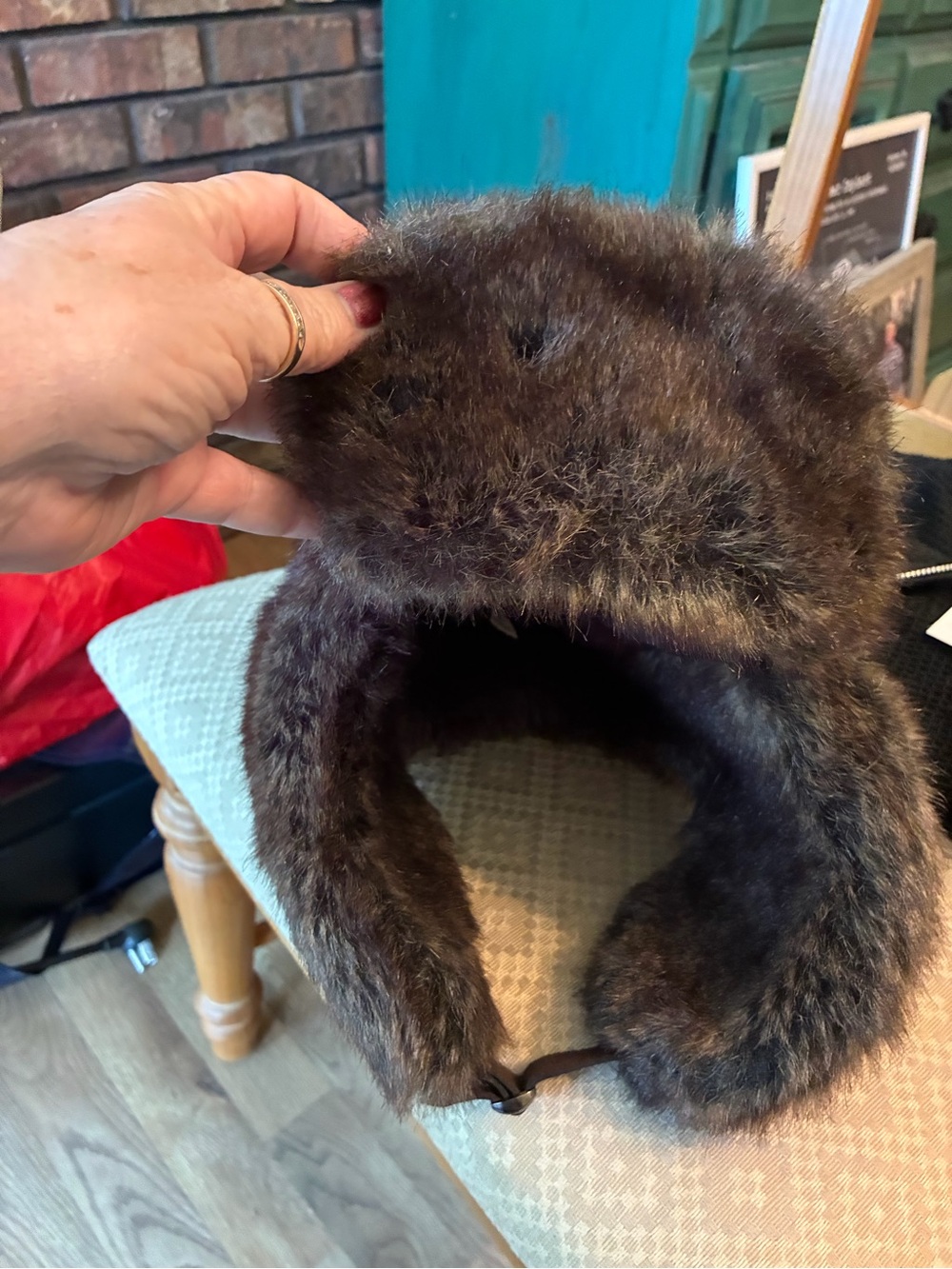 Brown Faux Fur Trapper Hat Ear Flap Winter Hat One Size